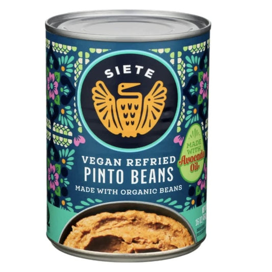 Siete Vegan Refried Pinto Beans | Grain Free | Dairy Free | Gluten Free | Non GMO | 16oz Can
