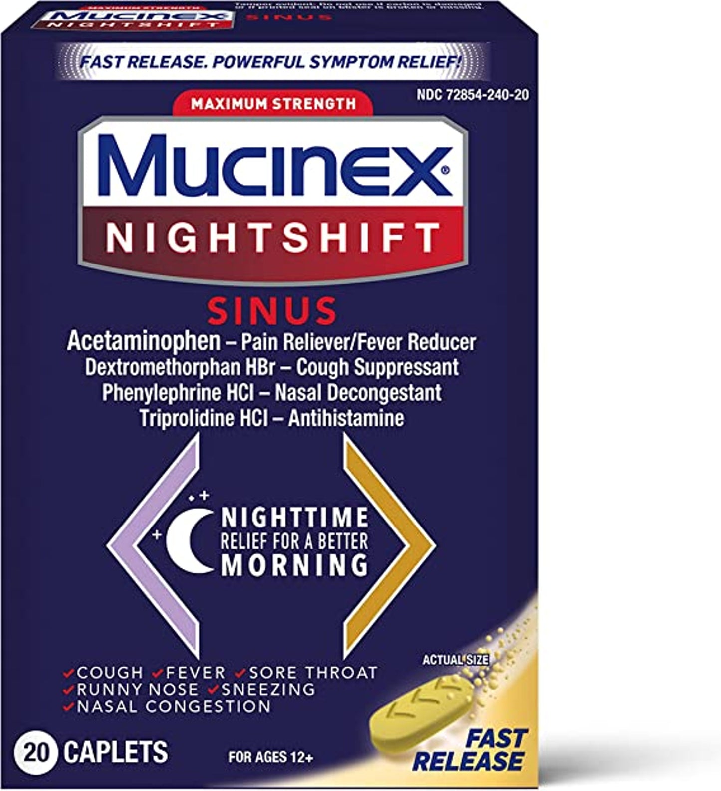 MUCINEX® Nightshift® Sinus Caplets - 24/20 ct.