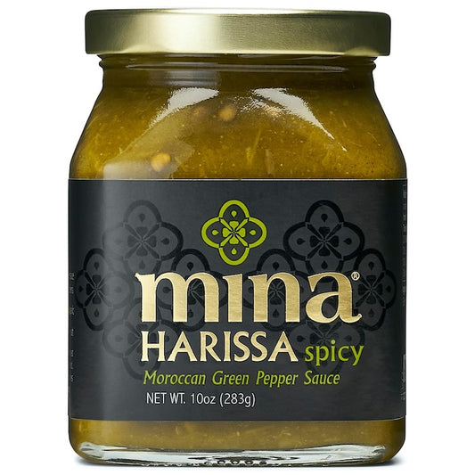 Mina Harissa Green Hot Sauce, 10 oz, Homestyle Moroccan Green Chili Garlic Sauce