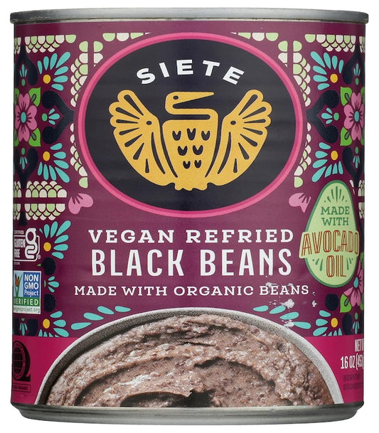 SIETE Refried Black Beans, 16 OZ