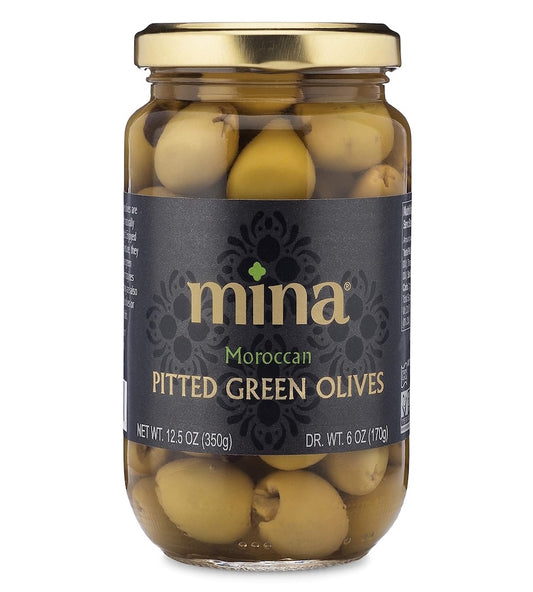 Mina Green Olives Pitted, 12.5 oz