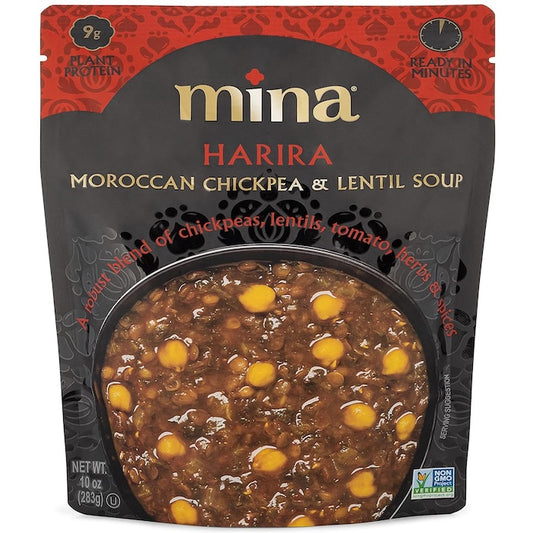 Mina Harira, Moroccan Chickpea & Lentil Soup, Ready to Eat Meals, 10 oz Gluten Free Soup