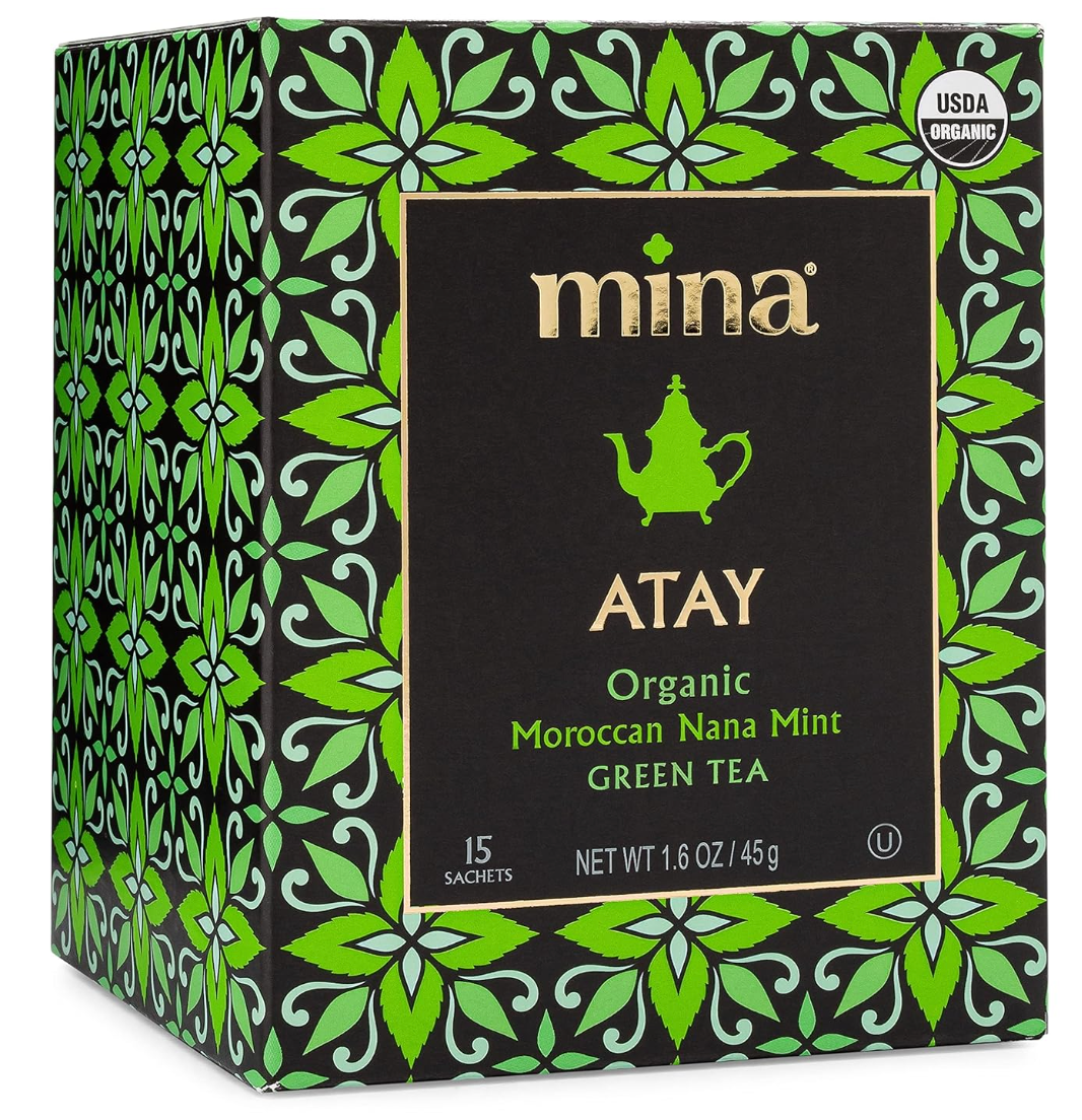 Mina Atay Moroccan Nana Mint Organic Green Tea, 15 Biodegradable Sachets