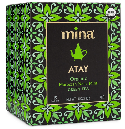 Mina Atay Moroccan Nana Mint Organic Green Tea, 15 Biodegradable Sachets