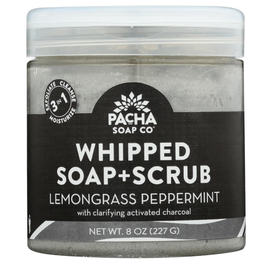 PACHA SOAP Lemongrass Peppermint Whipped Soap Scrub, 8 OZ