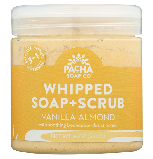 PACHA SOAP Vanilla Almond Whipped Soap Scrub, 8 OZ